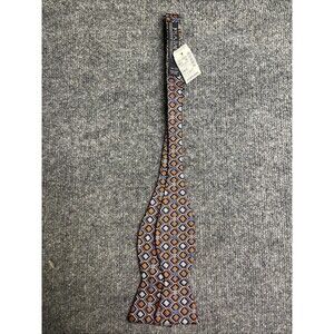 JoS A Bank Mens Bowtie 100% Silk HandMade Bow Tie Orange  Geometric NWT